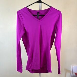 Women's Under Armor V-Neck Long Sleeve Top Pink Medium